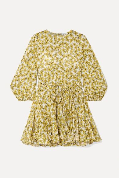 Ella pleated floral-print cotton-poplin mini dress | NET-A-PORTER (UK & EU)