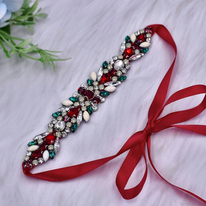 1pc Bridal Belt Handmade With Rhinestone Decor, Colorful Dress Accessory | SHEIN