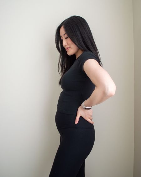 Took this last week at 20 weeks! The bump is definitely bumpin’. Love the combo of a slightly cropped tee with the Lululemon align leggings for full comfort. 

Uniqlo mini t-shirt size S, Lululemon align ribbed leggings size 4

#LTKbump #LTKmidsize #LTKfamily
