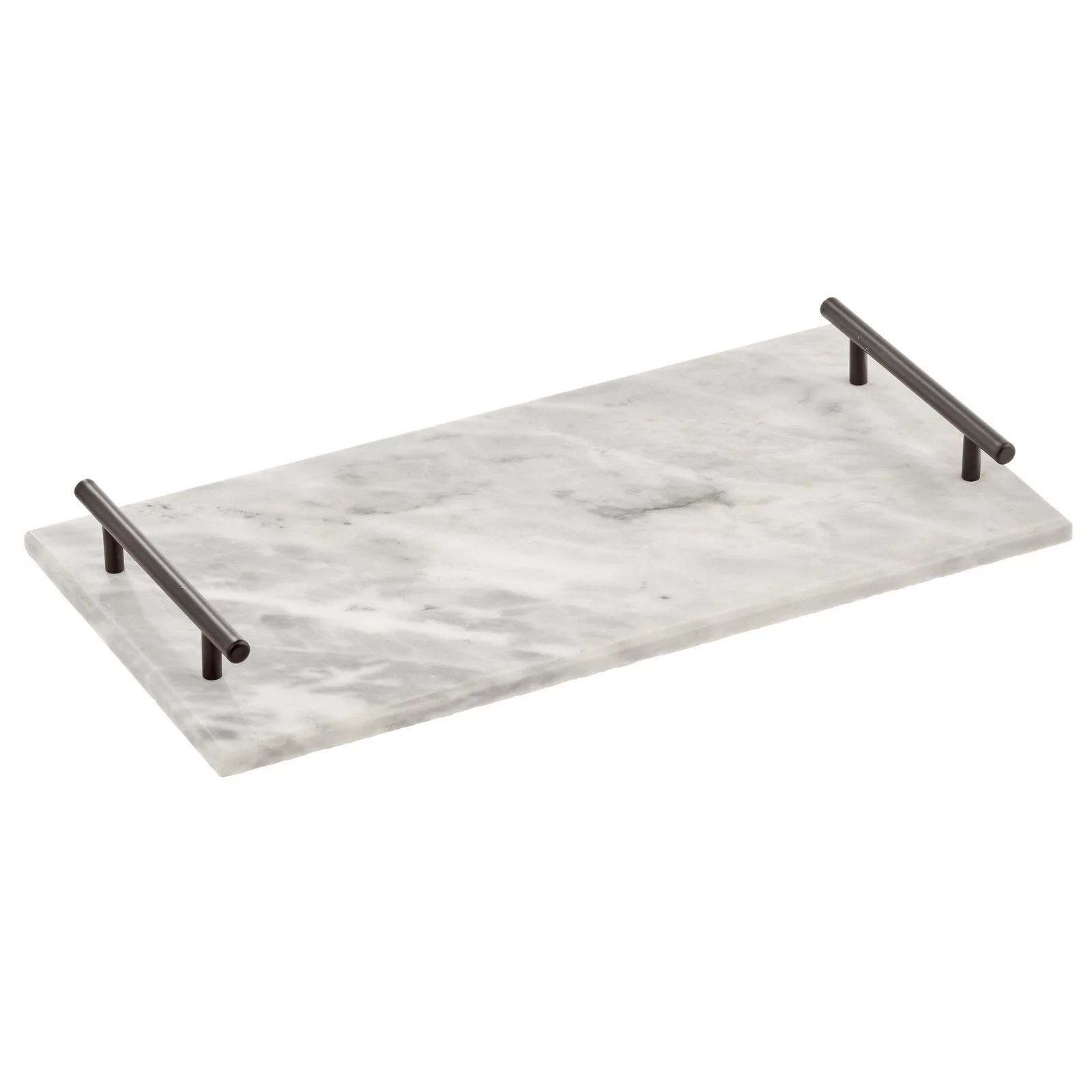 mDesign Thin Marble Pastry Board, Cutting Slab Kitchen Serving Tray with Deco Handles for Baking,... | Walmart (US)