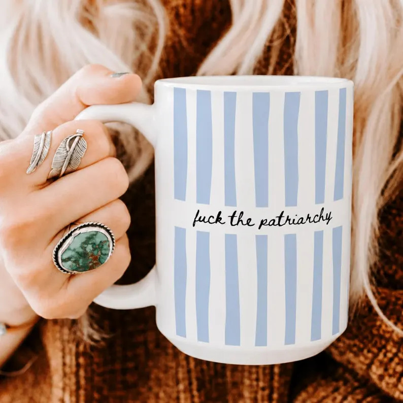 F*ck the Patriarchy Blue Stripe Mug, Feminist Coffee Mug, Funny Feminist Gift, Women's Rights Mug... | Etsy (Global)