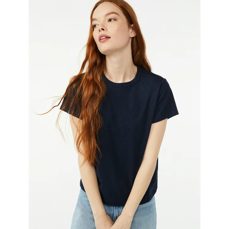 Free Assembly Women's Ringer Tee with Short Sleeves, Sizes XS-XXXL | Walmart (US)