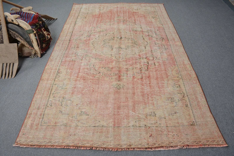 Turkish Rug, Vintage Rug, 5.3x9 Ft Large Rug, Antique Rug, Rugs for Salon, Red Antique Rug, Faded... | Etsy (US)