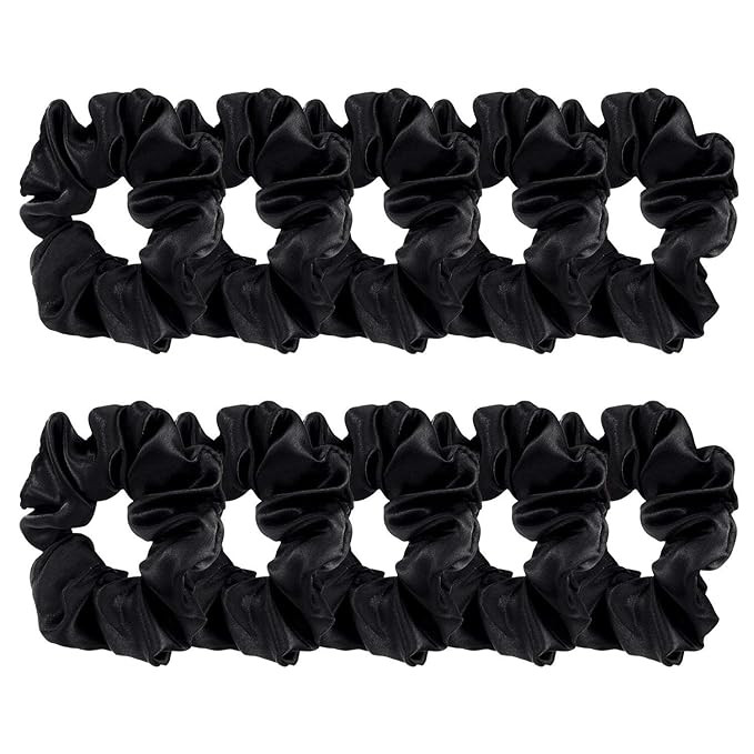 10 Pieces Satin Scrunchies Hair Ties Silky Small Elastic Hair Bobbles Ponytail Holders Curly Hair... | Amazon (US)