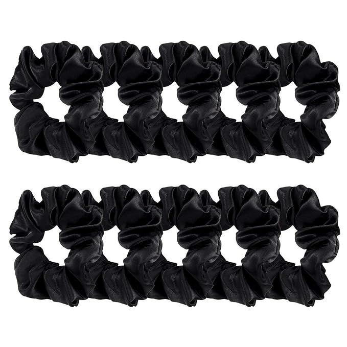 10 Pieces Satin Scrunchies Hair Ties Silky Small Elastic Hair Bobbles Ponytail Holders Curly Hair... | Amazon (US)