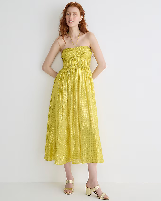 Limited-edition halter-tie dress in Lurex® metallic threads chiffon | J. Crew US