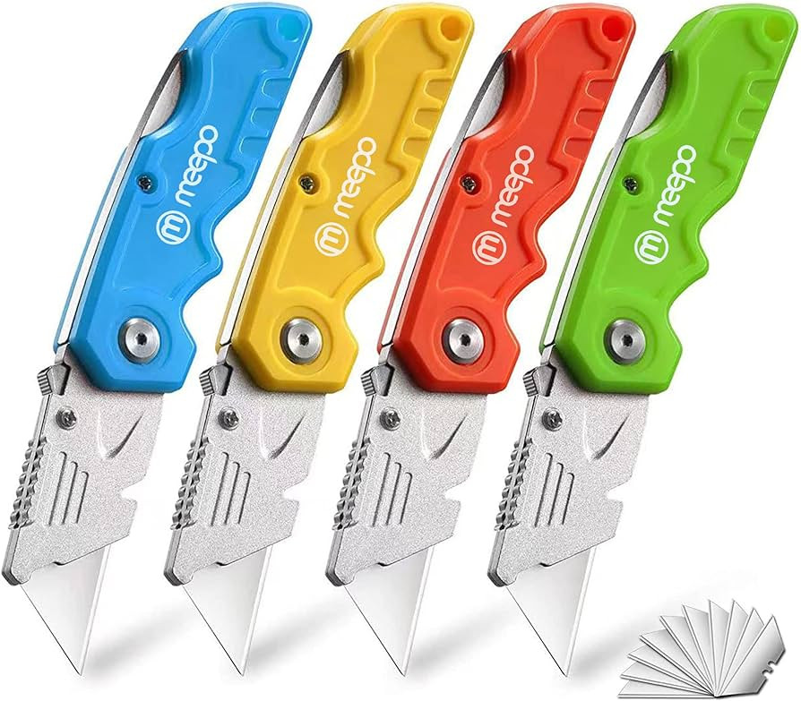 Box Cutter, 4-Pack Tough Folding Box Cutter for Heavy Duty Purpose, Razor Sharp Blade, Comfortabl... | Amazon (US)