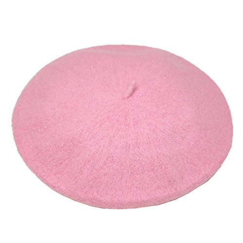 JOYHY Women's Solid Color Classic French Style Beret Beanie Hat Pink | Amazon (US)