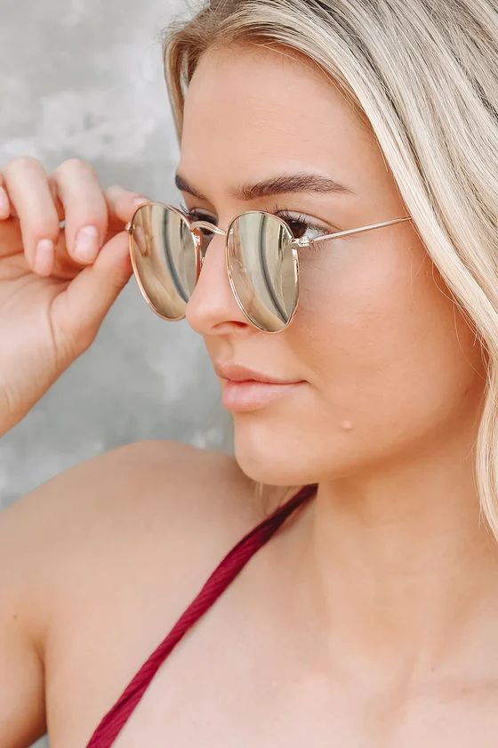 Saw You Coming Rose Gold Mirrored Round Sunglasses | Lulus (US)