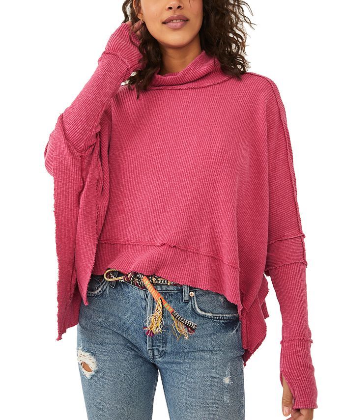 Free People Moon Daisy Turtleneck Poncho Sweater & Reviews - Tops - Women - Macy's | Macys (US)