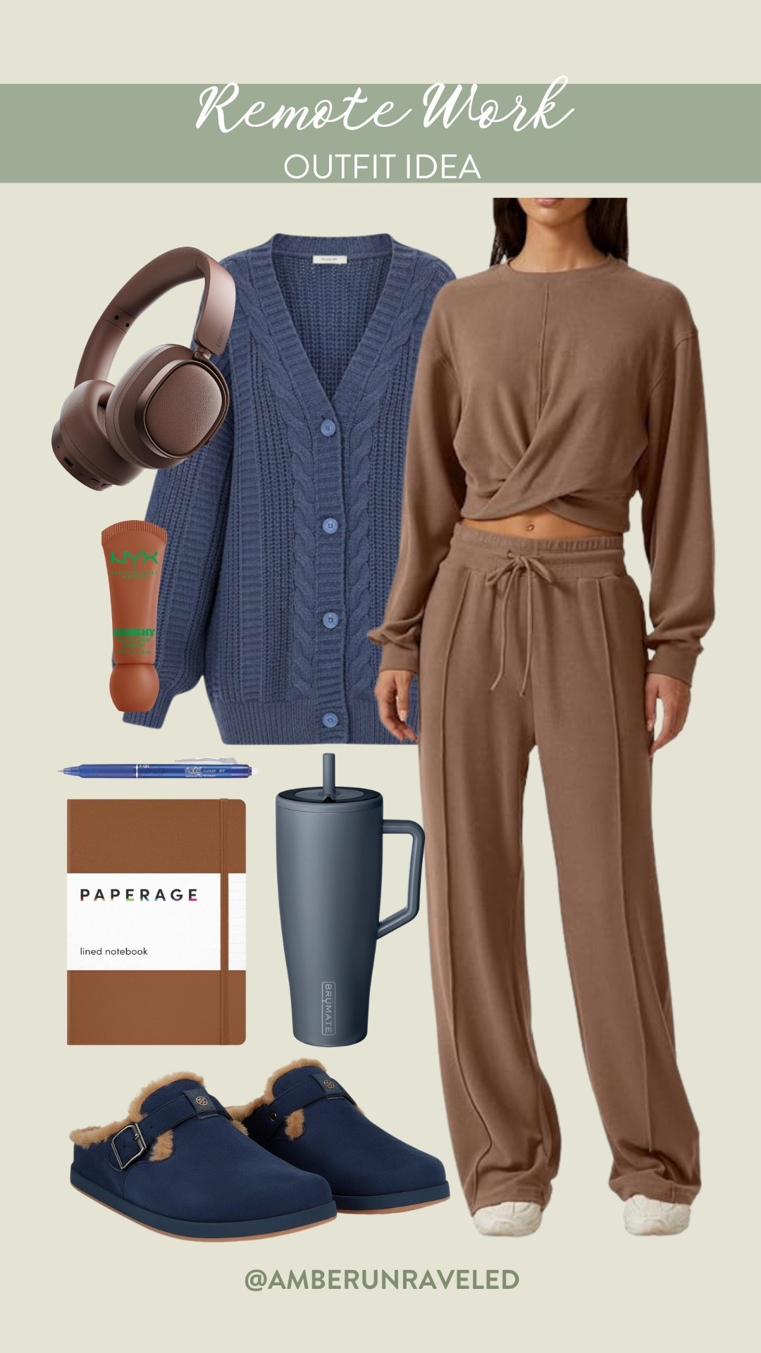 Say goodbye to uncomfortable work clothes and hello to this remote work uniform! You'll be super cozy in the wide-leg sweatpants and matching top, and that insulated tumbler will keep you hydrated all day.

WFH outfit, remote style, cozy cardigan, winter look, lounge wear, comfy clogs, tech gadgets, minimalist style

#LTKFindsUnder50 #LTKSeasonal #LTKU