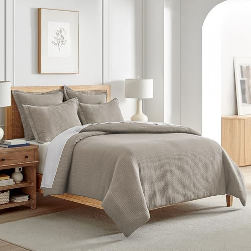 Levtex Home - Reede Muslin Taupe Comforter Set - Full/Queen Comforter + Two Standard Pillow Cases - Muslin - Taupe - Comforter (90 x 94in.) and Pillow Cases (26 x 20in.) - Cotton | Amazon (US)