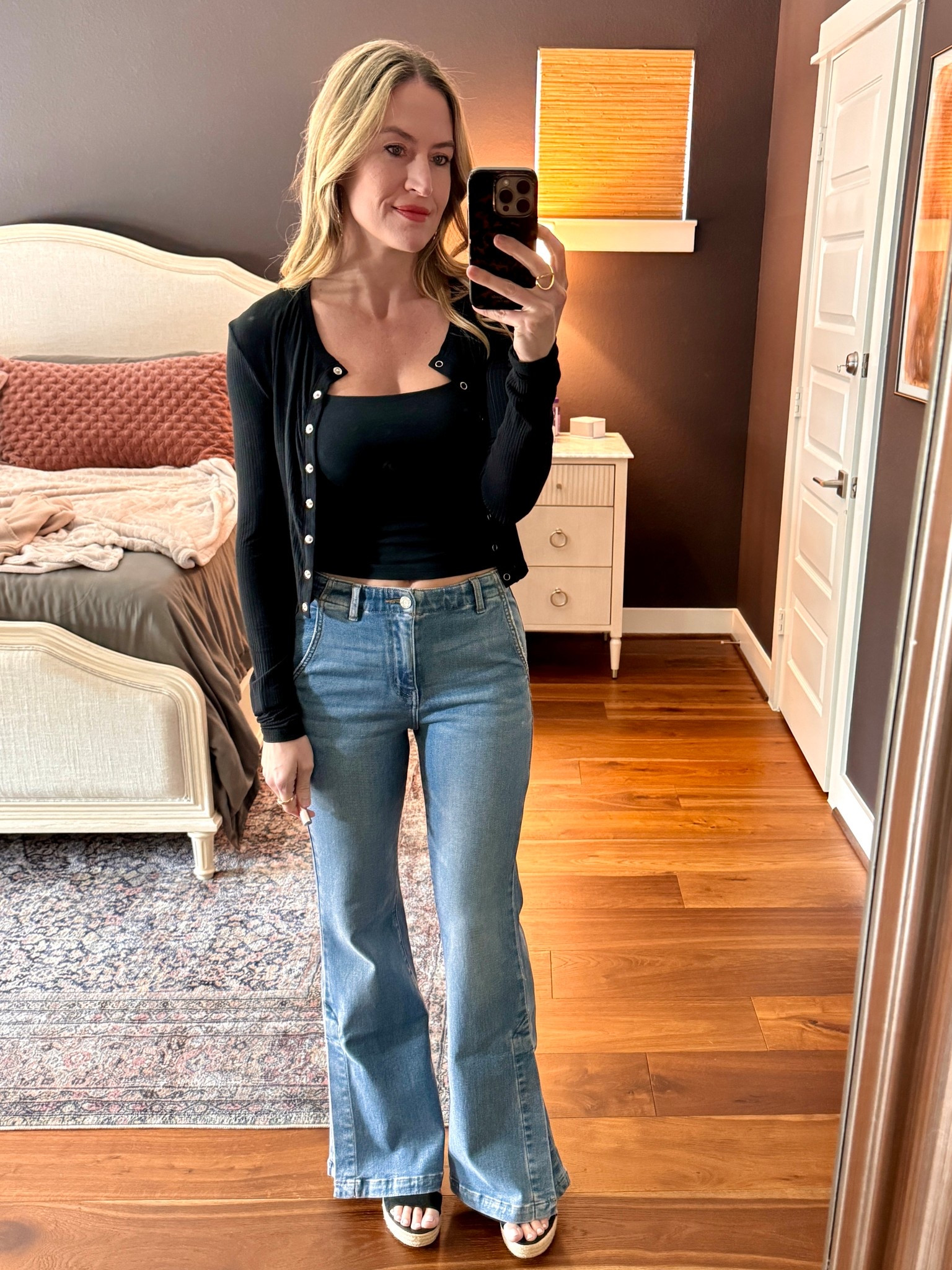 These slit flare jeans are SO soft, stretchy, and comfortable. I sized down one based on reviews. TBH, I was not sure I’d venture into flare jeans but the moment I put them on I loved them. They’re so flattering!!

Use code APRIL35 for 35% off site wide. 

#everypiecefits 

#LTKootd #LTKOver40 #LTKSaleAlert