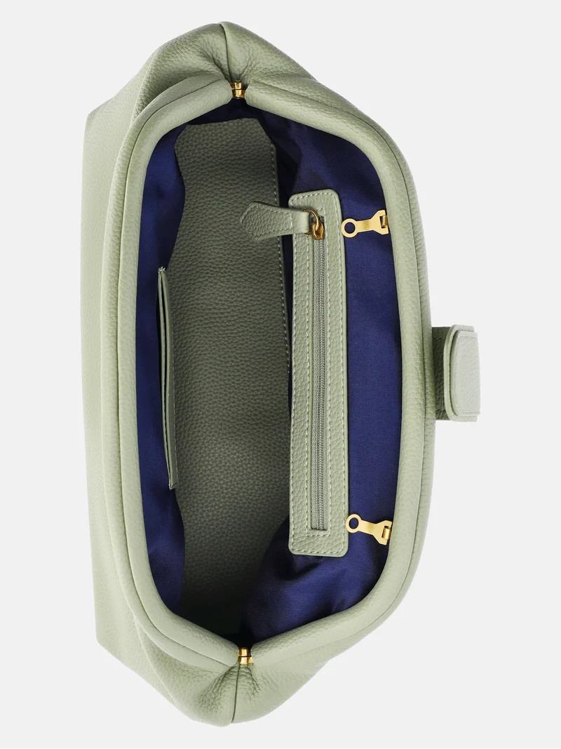 Free Assembly Women's Faux Leather Clutch Handbag, Sage Green | Walmart (US)