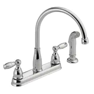 Foundations 2-Handle Standard Kitchen Faucet with Side Sprayer in Chrome | The Home Depot