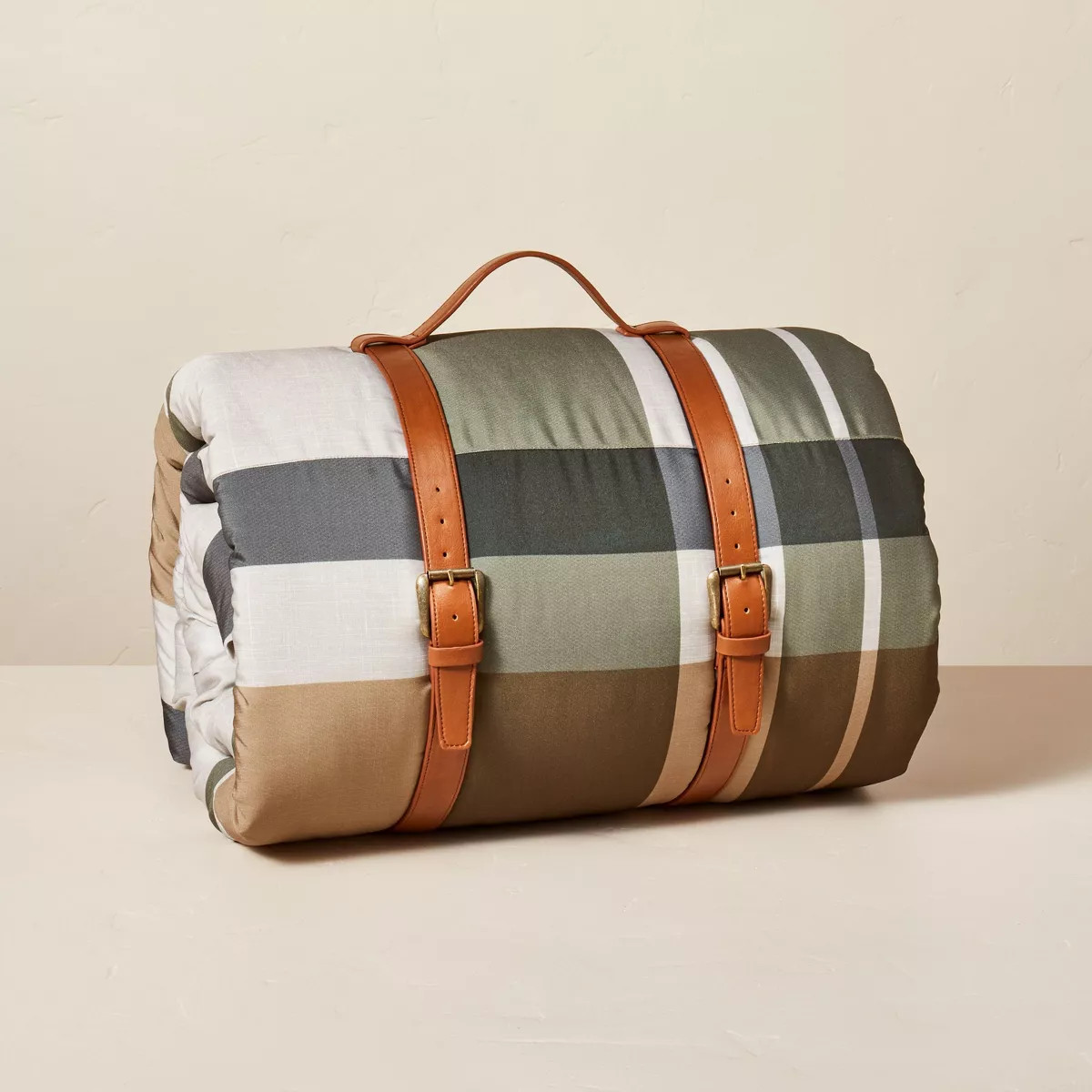 Adult Autumn Plaid 40 Degree Sleeping Bag Green/Cream/Almond/Blue - Hearth & Hand™ with Magnoli... | Target