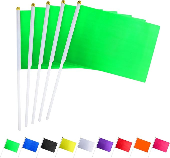 Consummate 25 Pack Solid Green Flag Small Mini Plain Green DIY Flags On Stick,Party Decorations f... | Amazon (US)