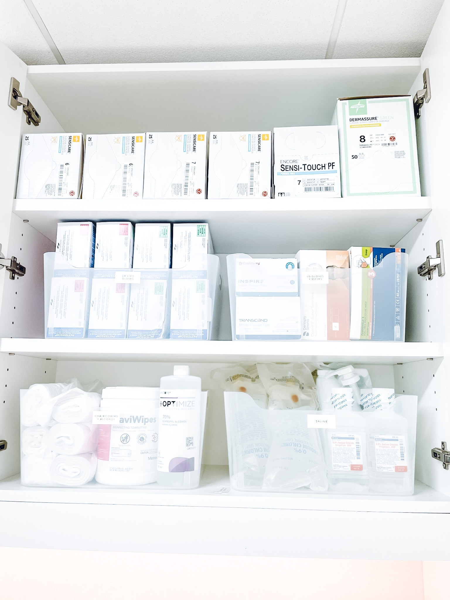 Dental office organization✨The Container Store Large Plastic Storage Bin W/ Handles Clear. Amazon Brother P-Touch Cube Plus. 