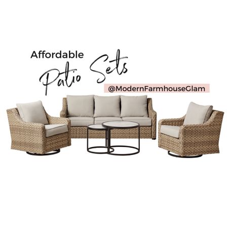 Affordable patio sets, outdoor furniture, wicker, outdoor chair, outdoor couch, outdoor sectional, Walmart, Wayfair, modern farmhouse glam. 

#LTKhome