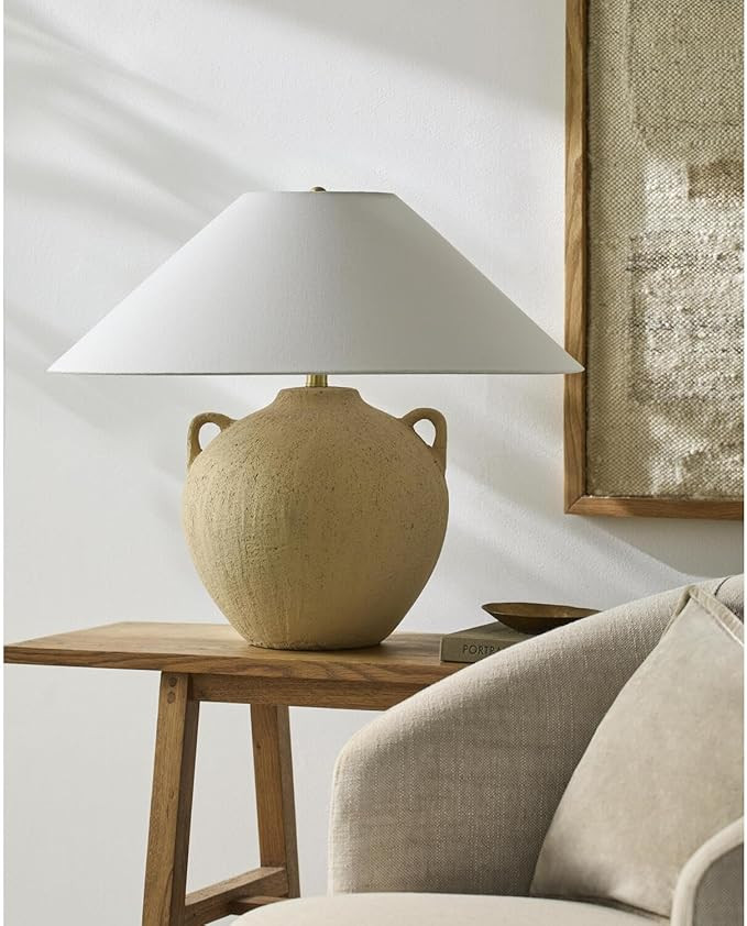 Livabliss x Galey Alix Araya Vintage Clay Jar Table Lamp, 22" H x 22" W x 22" D, Tan | Amazon (US)
