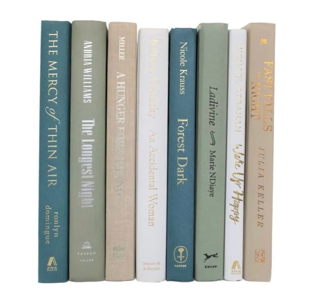 Turquoise, Seafoam Green, Beige & White Books - Beach Book Stack - Coastal Decor - Decorative Boo... | Etsy (US)