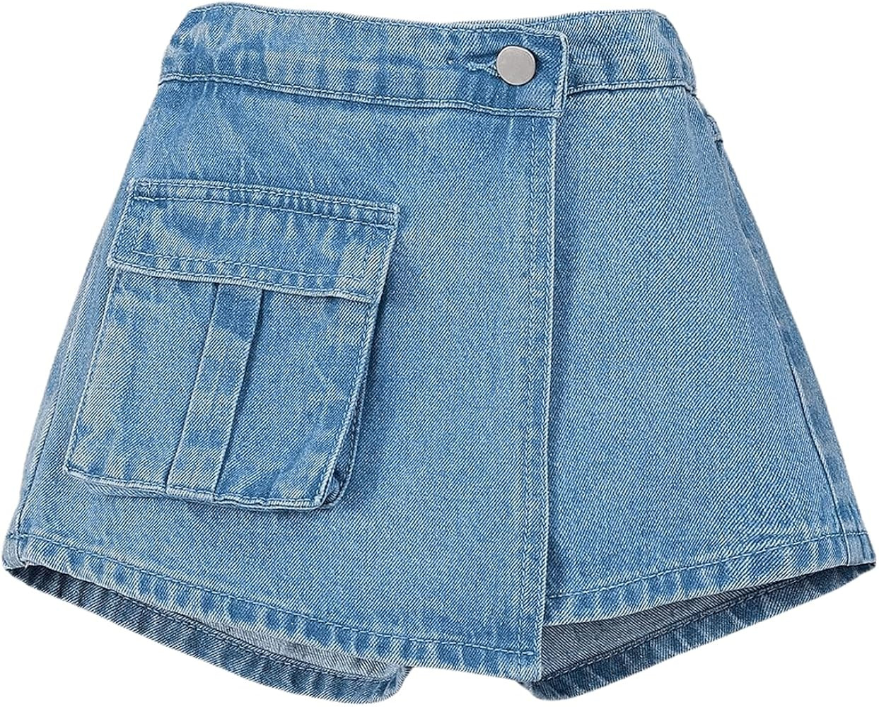 Girl's High Waist Denim Skort Bow Front Split Elastic Waist Summer Casual Jean Skirt Shorts | Amazon (US)