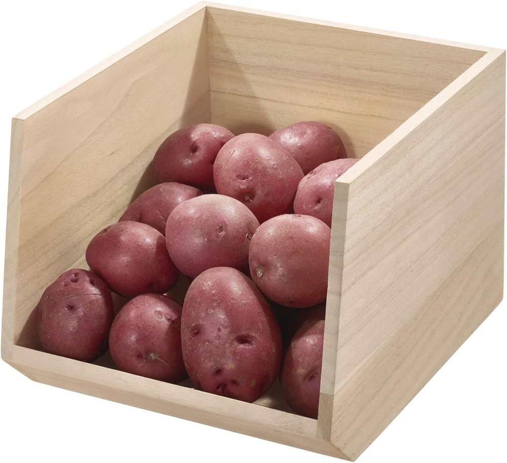 iDesign Renewable Paulownia Wood Collection Open Front Storage Bin, 11.46" x 8" x 10", Natural | Amazon (US)