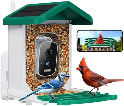 Smart Bird Feeder with Camera, AI Bird Species Identification Solar Powered Panel, 2.5k HD Video ... | Amazon (US)