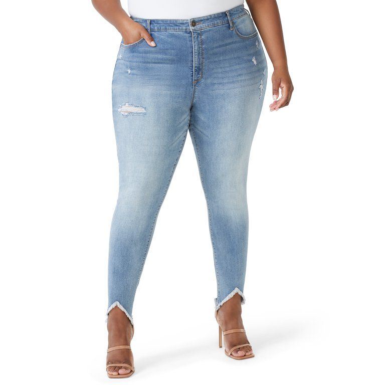 Sofia Jeans by Sofia Vergara Women's Plus Size Rosa Super High-Rise Shark Bite Hem Jeans | Walmart (US)
