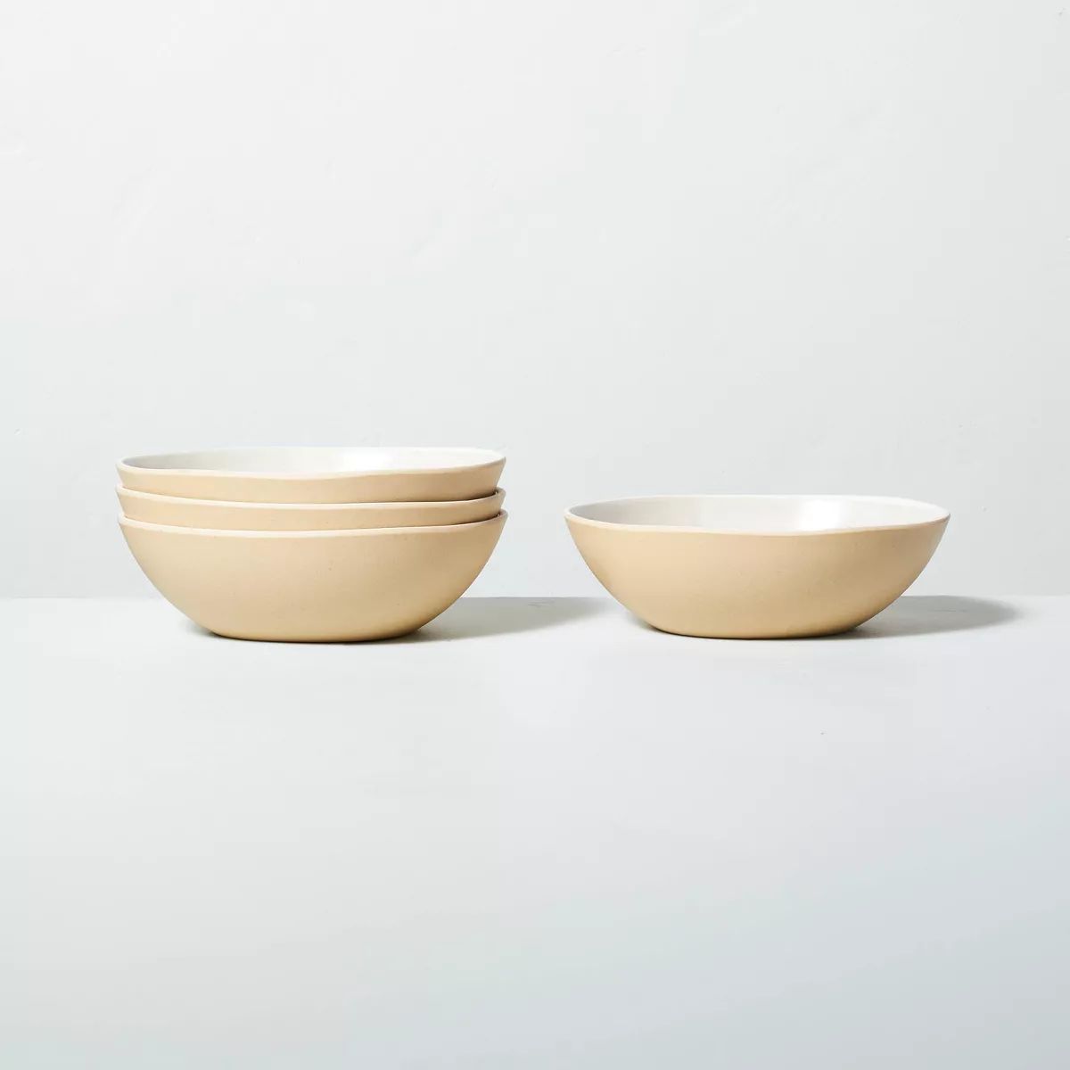 4pk 23oz Tonal Bamboo-Melamine Bowl Set Natural/Cream - Hearth & Hand™ with Magnolia | Target