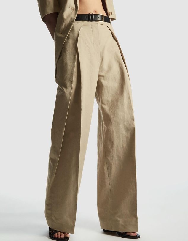 Wide-Leg Linen Tailored Trousers | THE ICONIC (AU & NZ)