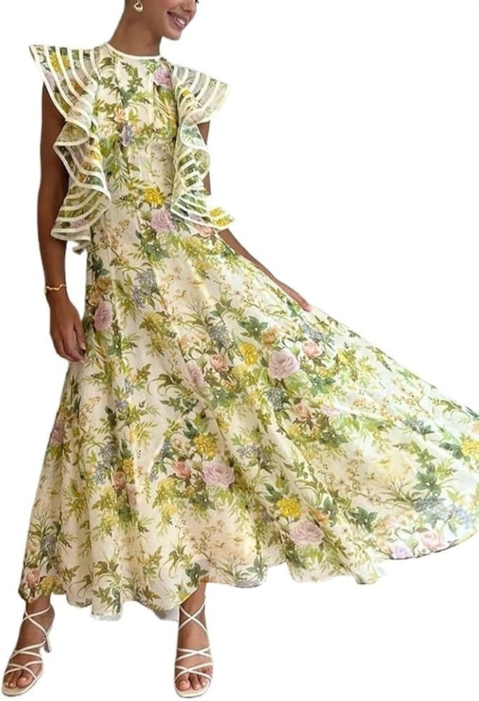 2023New 2023 Open Back Printed Lace Up Dress for Women | Amazon (US)
