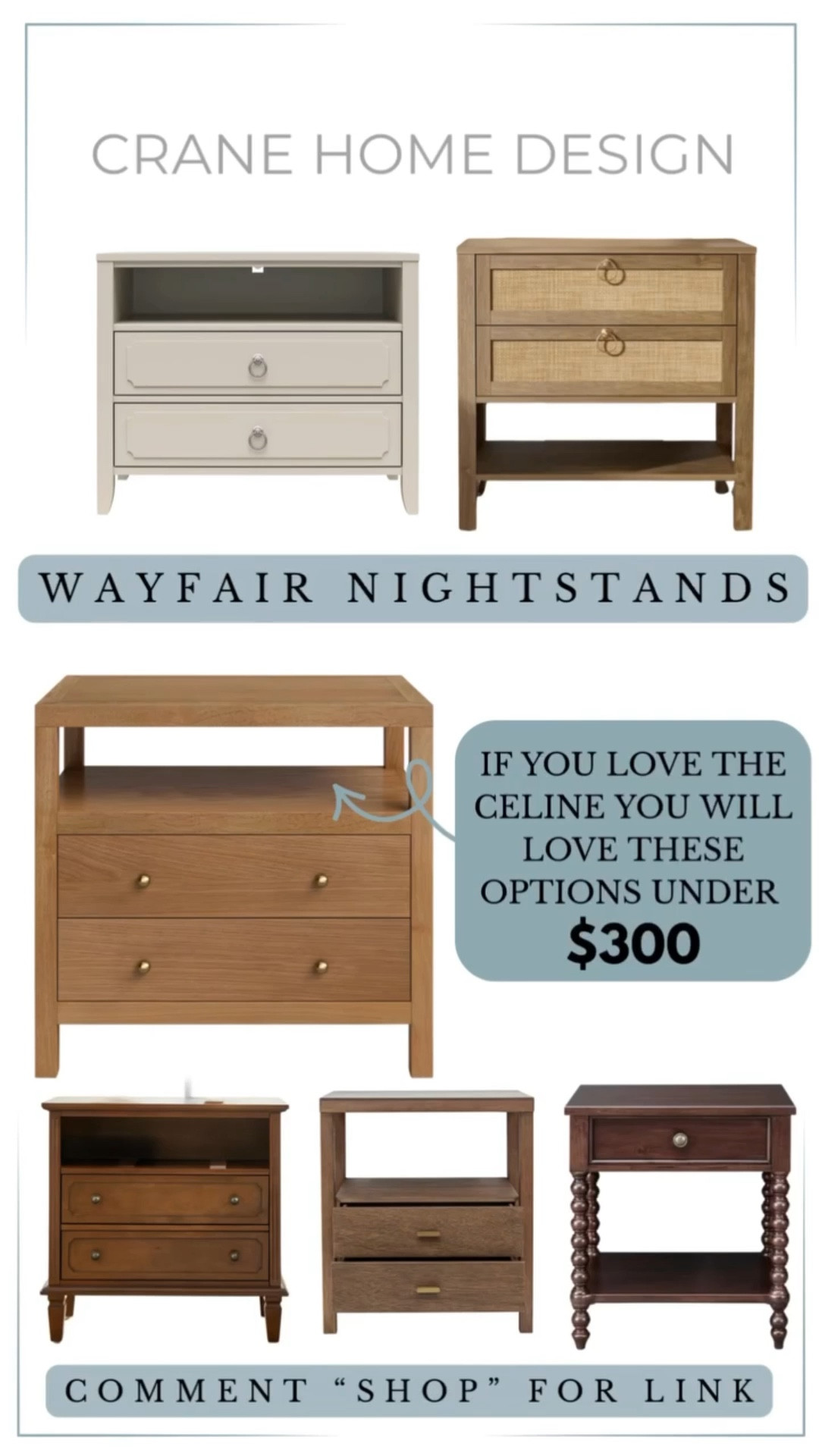Comment “SHOP” for the link to my nightstand and a few similar options under $300! 🛍️
I get so many questions about this nightstand — it’s such a great find and adds that cozy, welcoming look I love. ✨
If you’re into budget-friendly home decor, follow me on LTK for daily deals, furniture finds, and styling ideas! 🤍🏡
#nightstandinspo #bedroomdecor #affordablehomefinds #LTKhome #LTKunder300 #homeonabudget #cozybedroom #LTKfinds #interiorinspo #homestyling #LTKdeals #homeinspiration #budgetfriendlydecor #CraneHomeDesign #bedroomdesign

#LTKHome #LTKSaleAlert