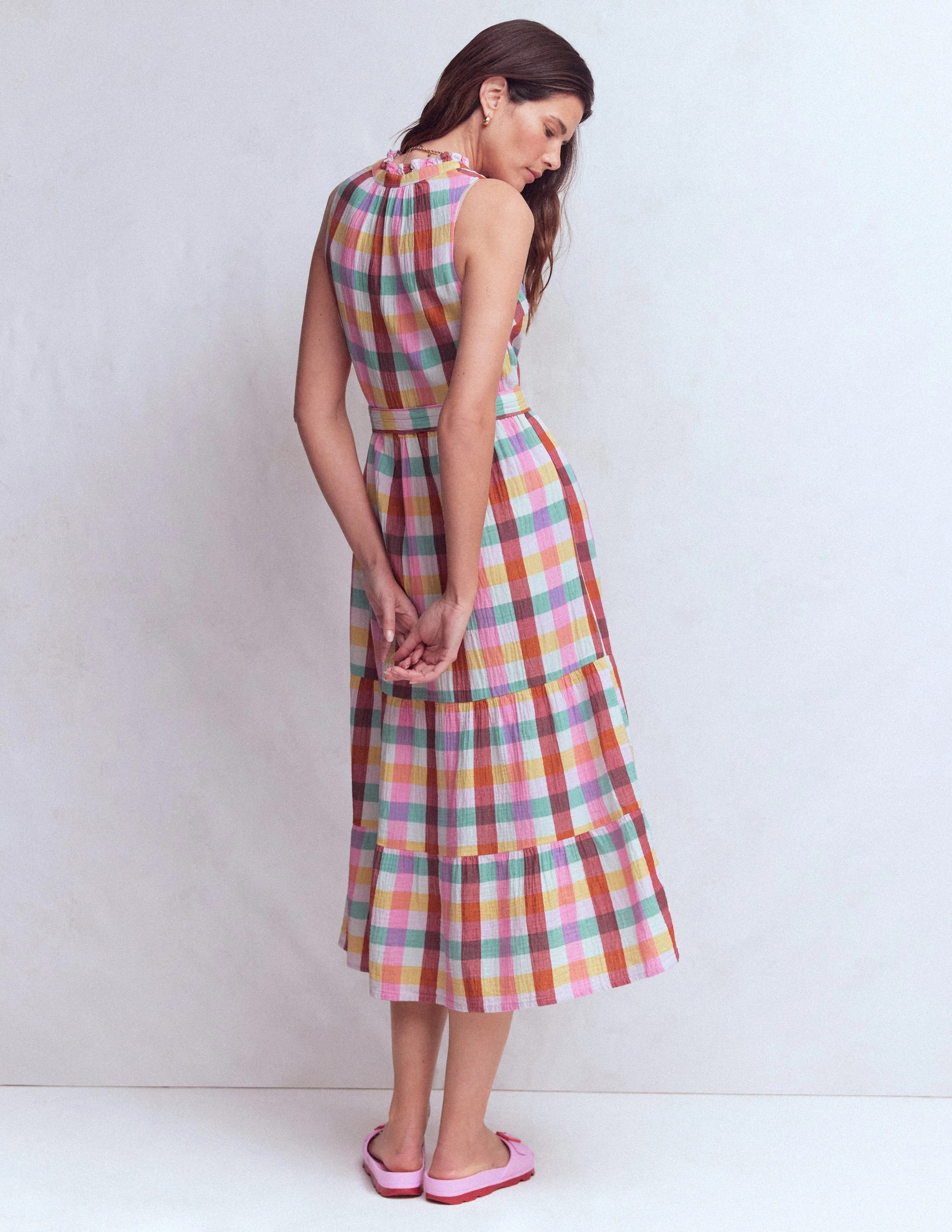 Viv Doppeltuch-Maxikleid-Bunt Karomuster | Boden DE