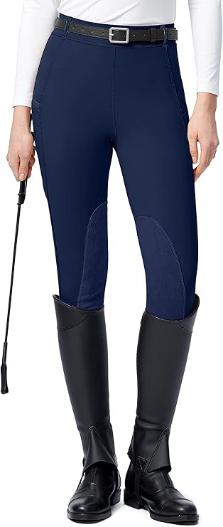 SANTINY Women's Horse Riding Pants with Zipper Pockets Knee-Patch Schooling Tights Equestrian Bre... | Amazon (US)