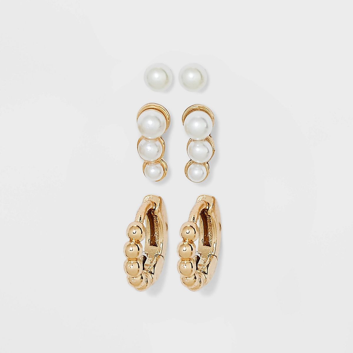 Pearl Studs and Hoop Earring Set 3pc - A New Day™ White | Target