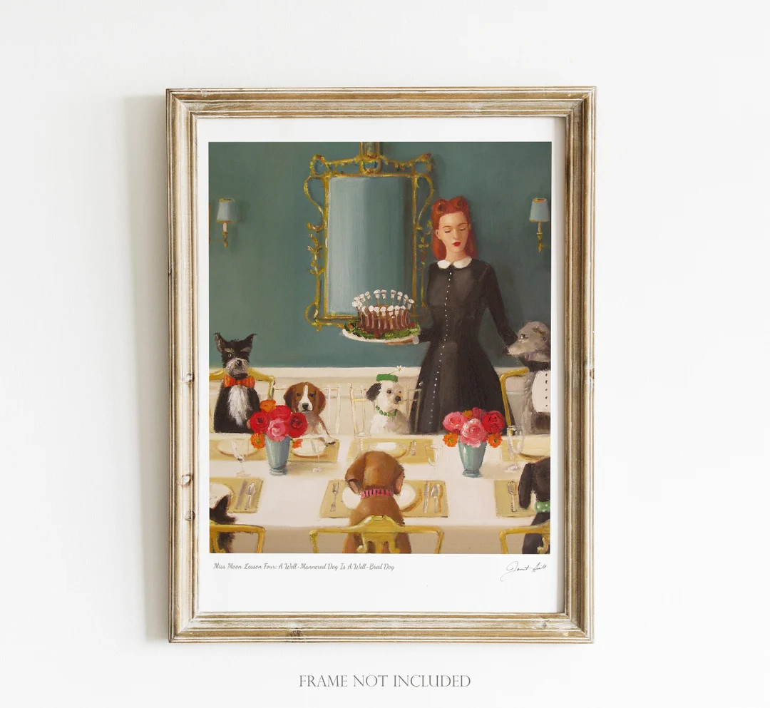 Miss Moon Was A Dog Governess.  Lesson Four:  A Well- Mannered Dog Is A Well- Bred Dog.  Art Prin... | Etsy (US)