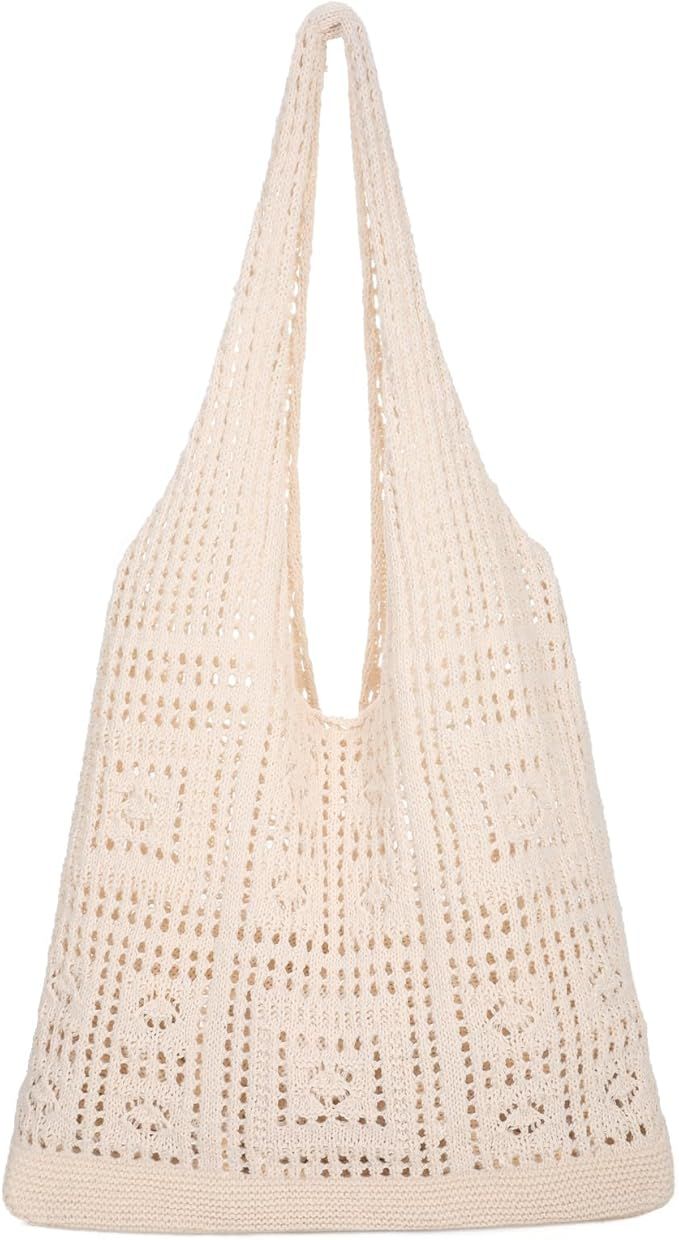 XZQTIVE Crochet Tote Bag for Women Mesh Beach bag for Summer Vacation Aesthetic Hobo Knit Shoulde... | Amazon (US)