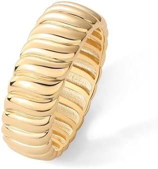 PAVOI 14K Gold Plated Chunky Statement Ring | Chunky Stackable Wide Band for Women | Amazon (US)