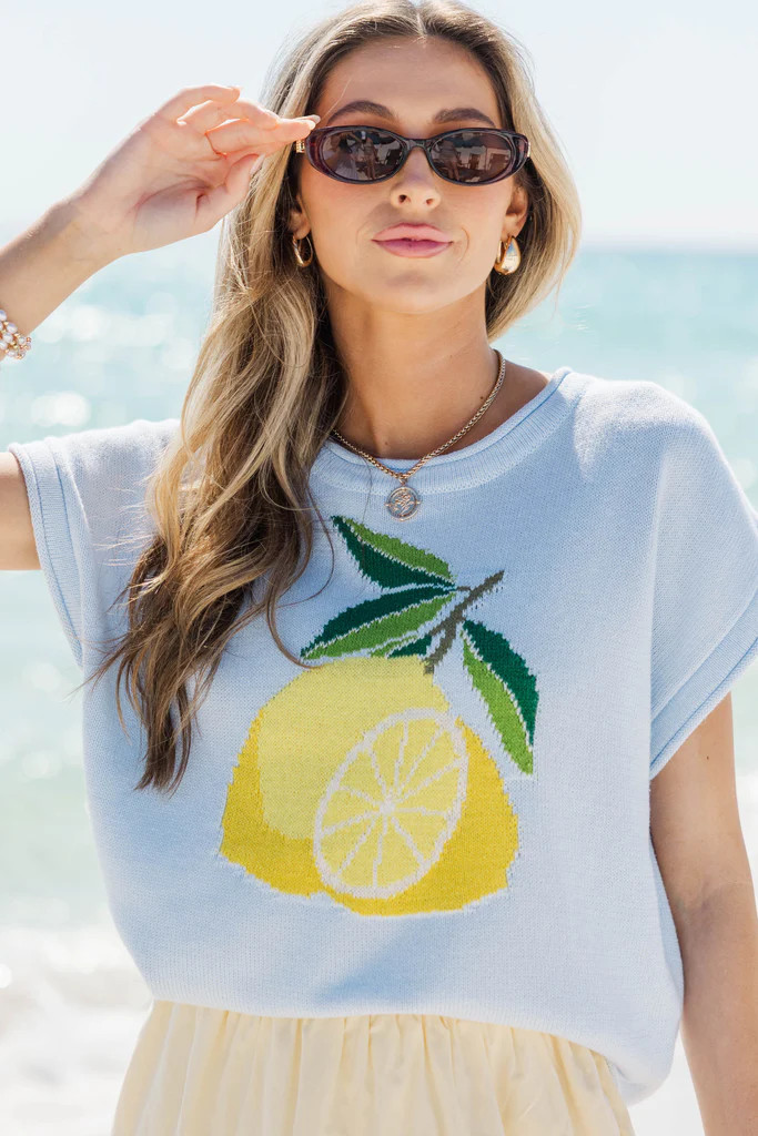 Just Enough Detail Light Blue Novelty Sweater | The Mint Julep Boutique