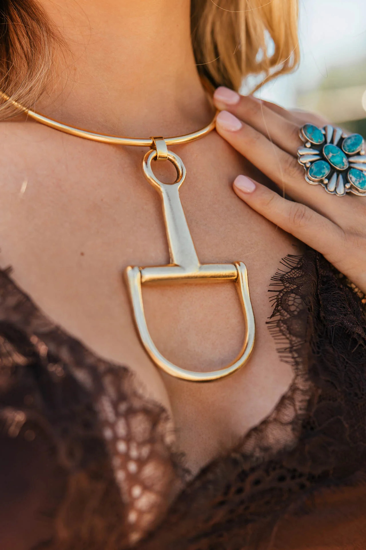 NEW!! Horsebit Necklace in Gold | Glitzy Bella