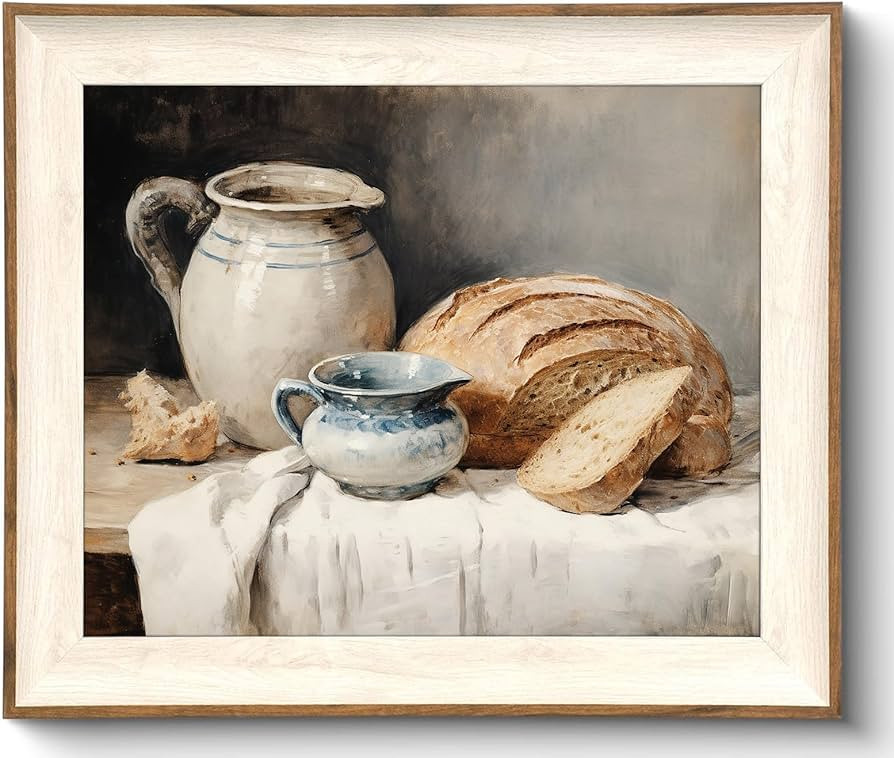 Framed Canvas Wall Art Room Decor, Vintage Sourdough Bread Kitchen Art Farmhouse Wall Decor, Rust... | Amazon (US)