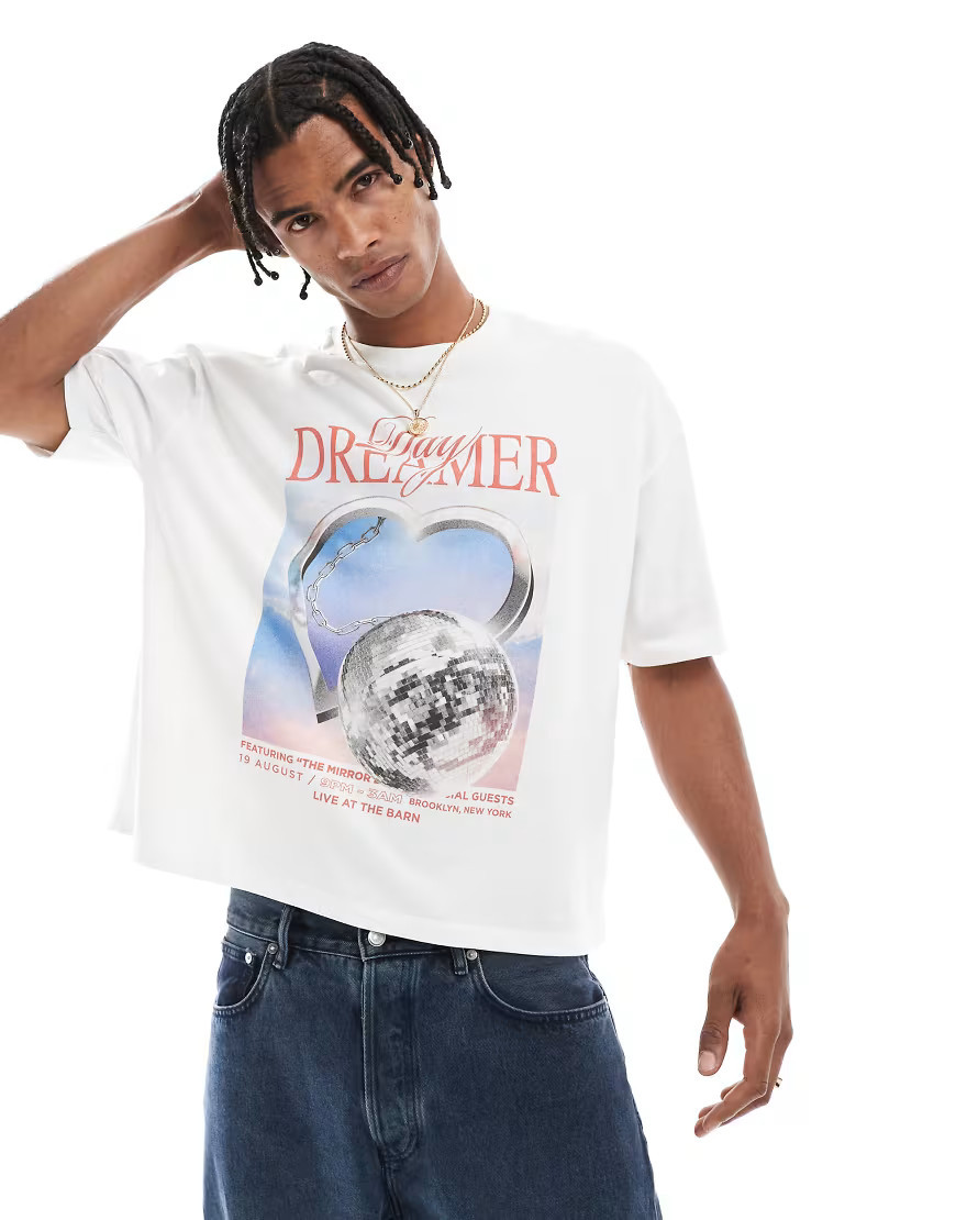 ASOS DESIGN boxy oversized graphic t-shirt in white | ASOS (Global)