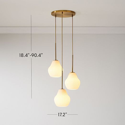 Sculptural 3-Light Ribbed Chandelier | West Elm (US)