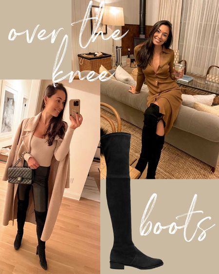 Kat Jamieson of With Love From Kat shares her favorite Stuart Weitzman boots. Take 25% off StuartWeitzman.com with code SWB25! Over the knee boots, suede boots, black boots, classic boots.

#LTKsalealert #LTKshoecrush #LTKSeasonal