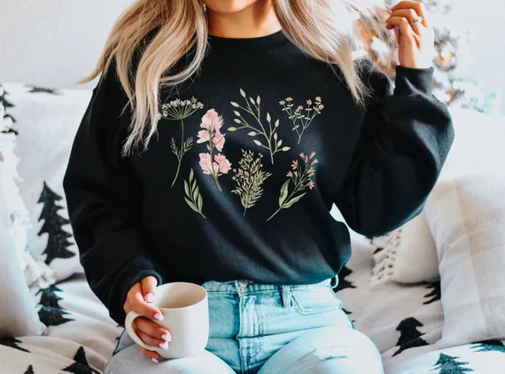 Flower Sweatshirt Flower Hoodie Floral Gift Women Hoodie | Etsy | Etsy (US)