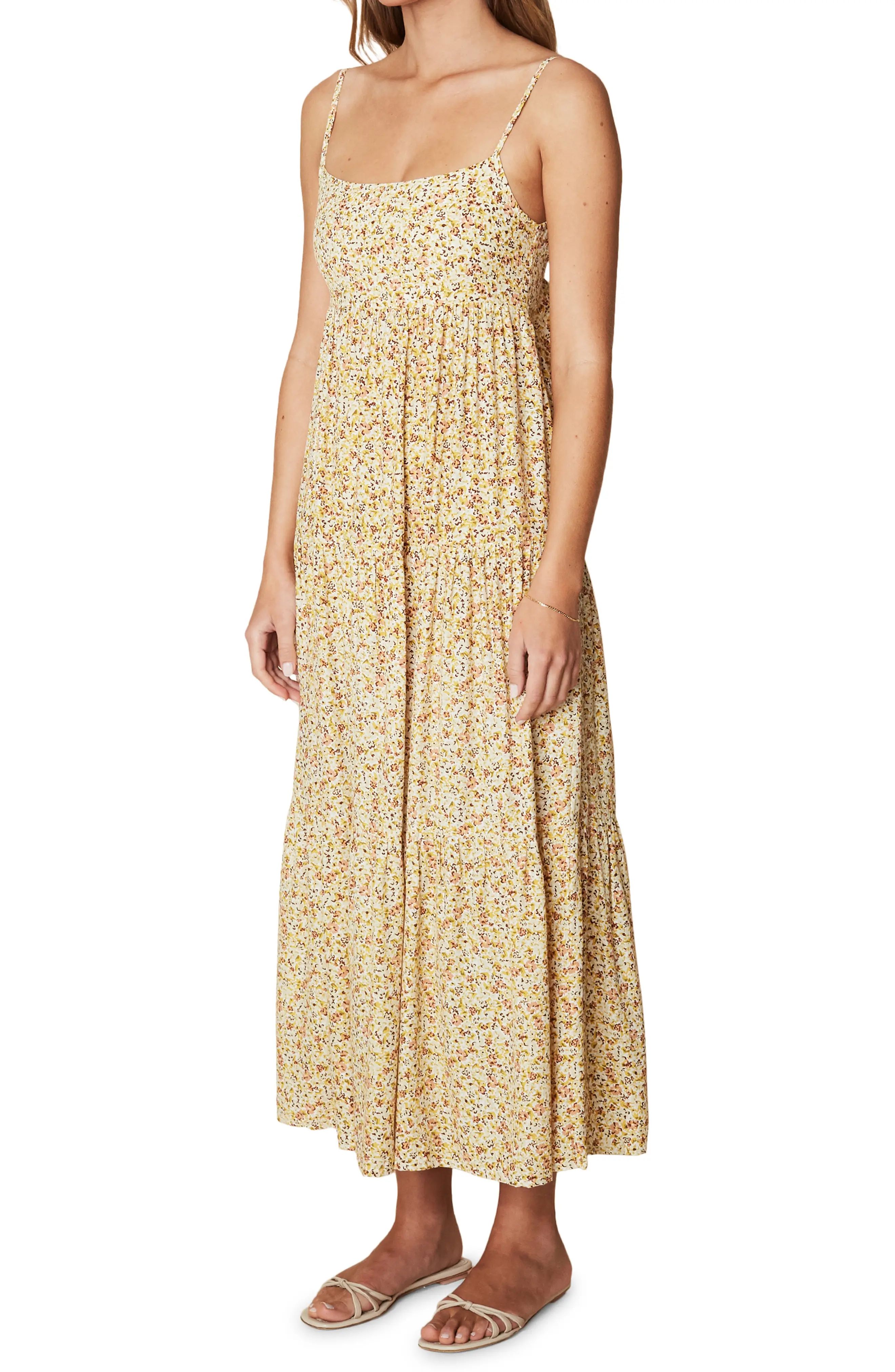 Women's Faithfull The Brand Corvina Floral Print Midi Dress, Size Medium - Yellow | Nordstrom