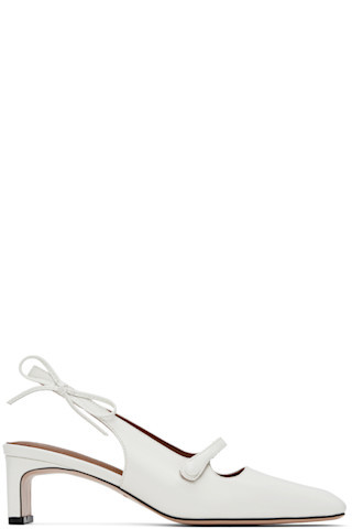 SHUSHU/TONG - White Side Bow Square Toe Heels | SSENSE