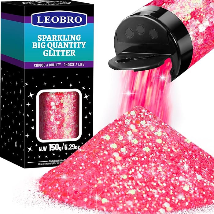 LEOBRO Pink Glitter, 150g/5.29oz Chunky Glitter for Crafts, Resin, Nail Body Art, Party Decoratio... | Amazon (US)