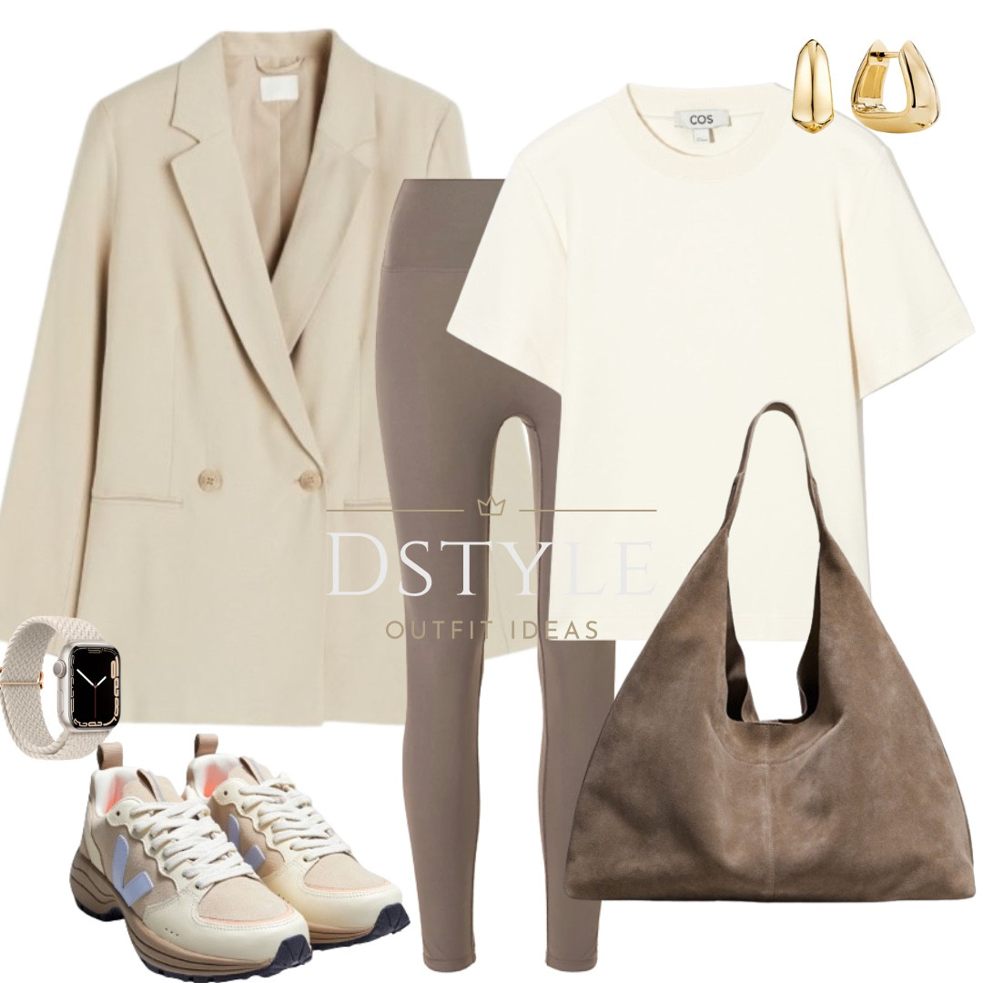 Basic light beige t-shirt, brown leggings, blazer, Veja sneakers, matching bag

#LTKstyletip #LTKtravel #LTKshoecrush